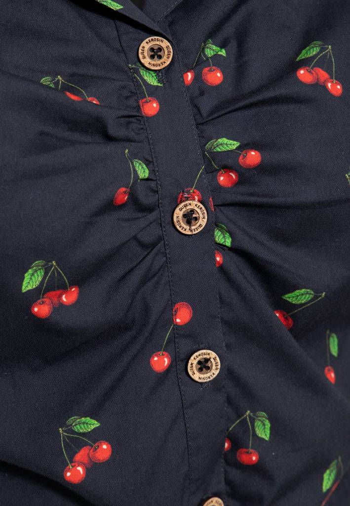 Queen Kerosin Hawaiibluse «Cherry» Sonderangebot der Fabrik