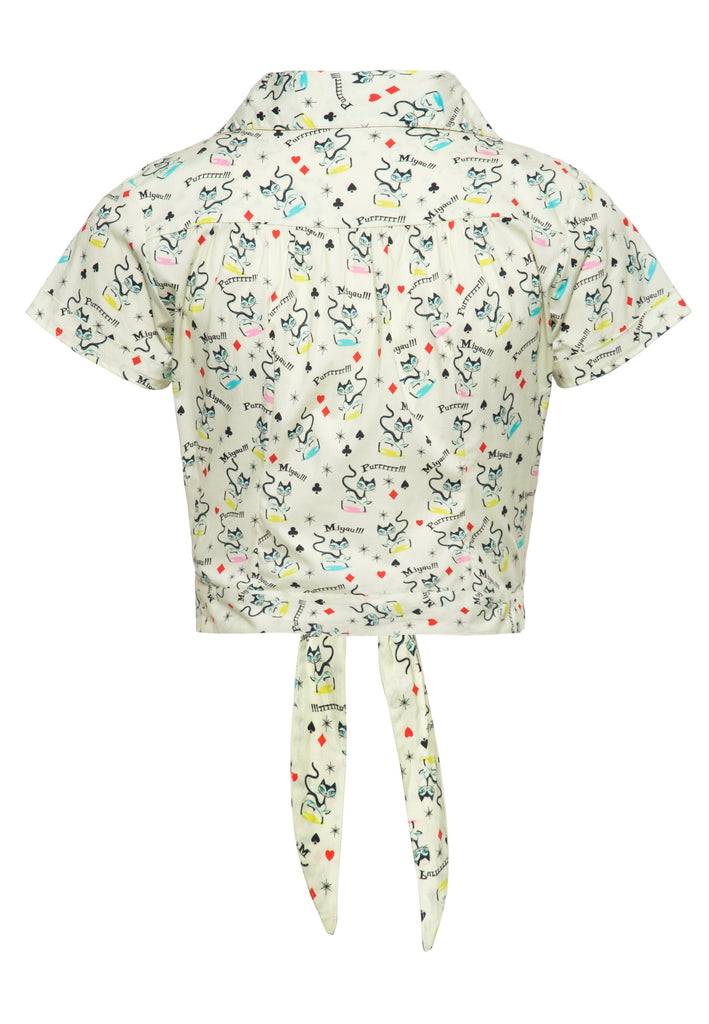 Queen Kerosin Hawaiibluse «Retro Cats» Vierteljährliche Förderung