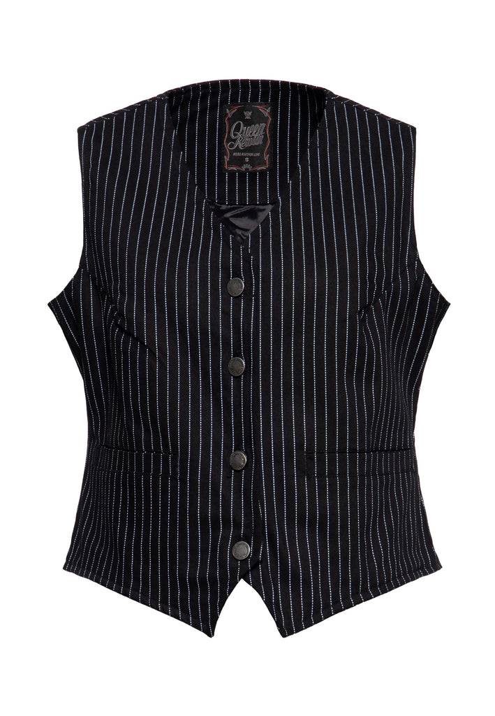 Queen Kerosin Pinstripe Weste 50% Rabatt mit kostenlosem Versand