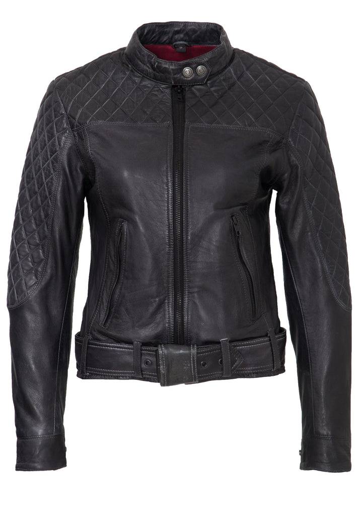 Queen Kerosin Lederjacke mit Kontrastfutter Saisonschlussverkauf