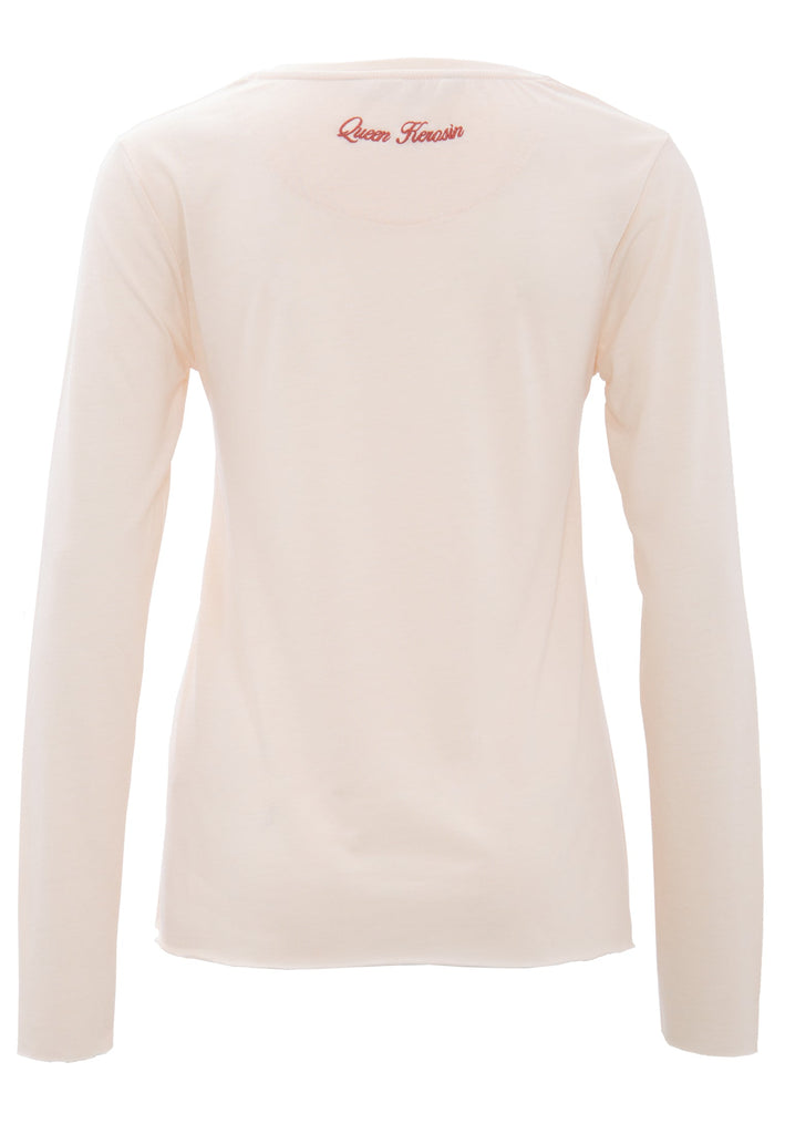 Queen Kerosin Basic Longsleeve mit offenen Abschlüssen und Logo Stickerei Osterangebot