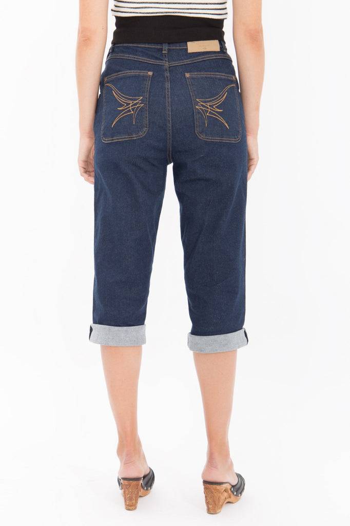 Queen Kerosin High Waist Capri Jeans mit seitlichem Reißverschluss Vatertagsangebot