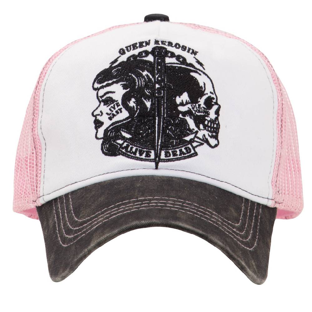 Queen Kerosin Trucker Cap in Vintage Waschung »Alive Dead« Neueste Mode