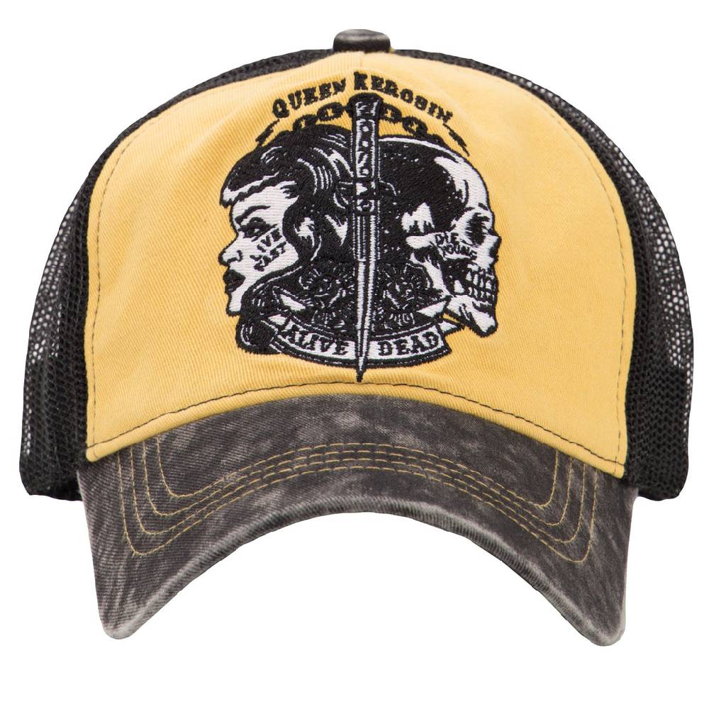 Queen Kerosin Trucker Cap in Vintage Waschung »Alive Dead« Neueste Mode