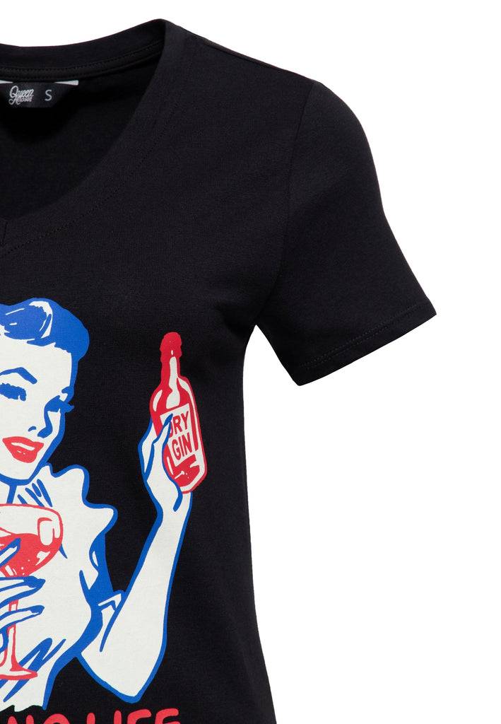 Queen Kerosin T-Shirt «No Gin No Life» Tägliche Deals