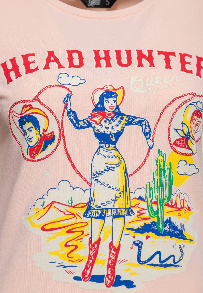 Queen Kerosin Print T-Shirt «Head Hunter» Super Sparpreis