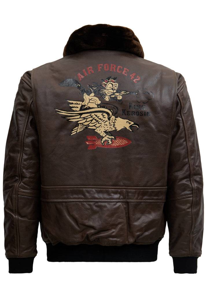 Queen Kerosin Leder Aviator Jacke «Air Force 42» Top Angebot