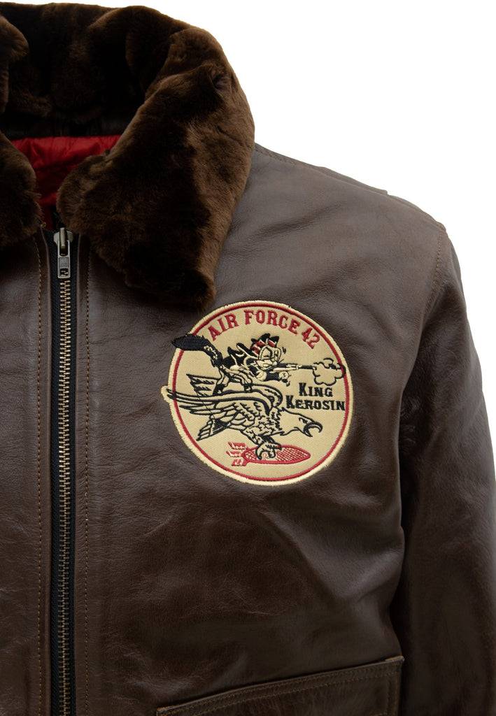 Queen Kerosin Leder Aviator Jacke «Air Force 42» Top Angebot