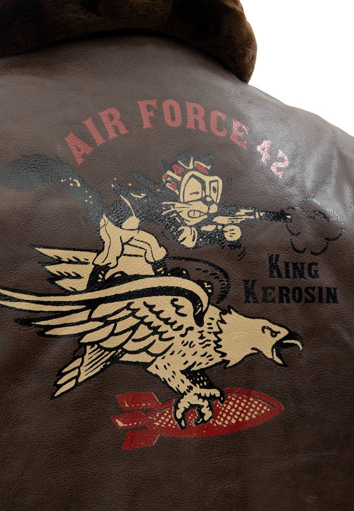 Queen Kerosin Leder Aviator Jacke «Air Force 42» Top Angebot