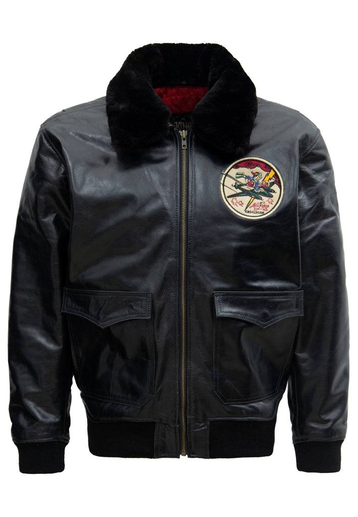 Queen Kerosin Leder Aviator Jacke «Air Force 42» Neueste Mode