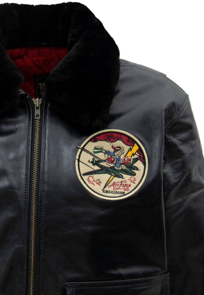 Queen Kerosin Leder Aviator Jacke «Air Force 42» Neueste Mode