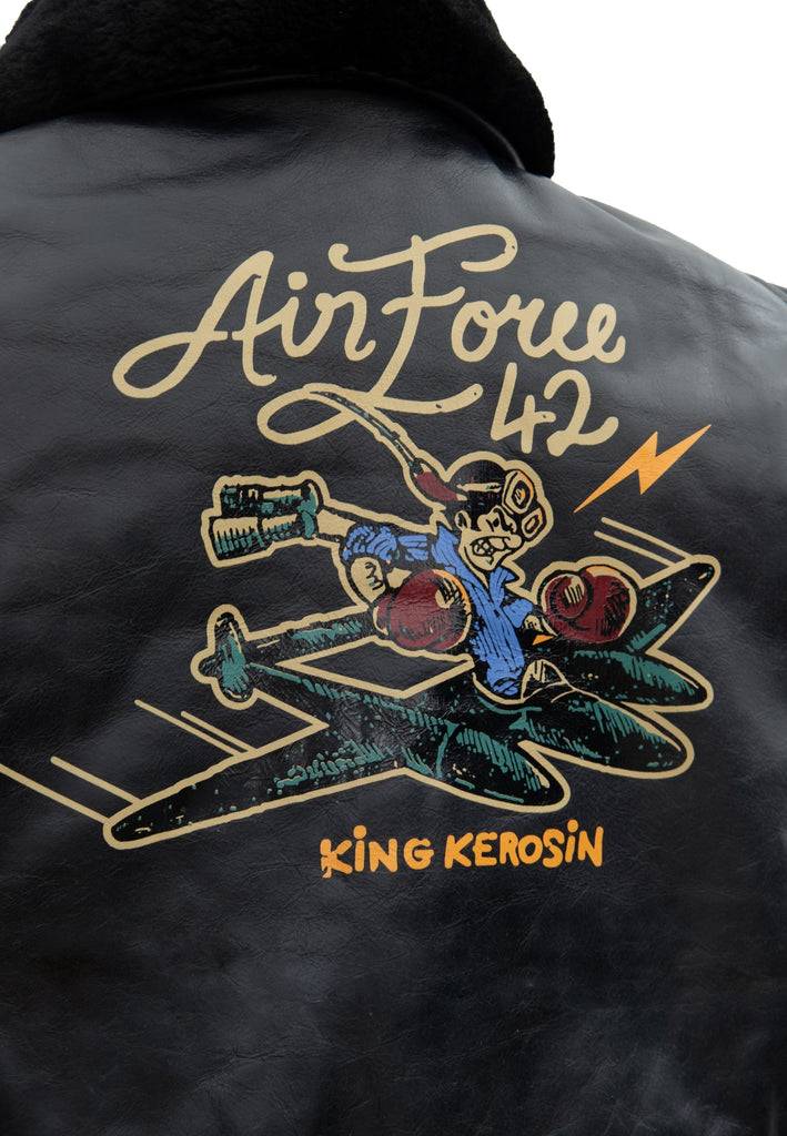 Queen Kerosin Leder Aviator Jacke «Air Force 42» Neueste Mode