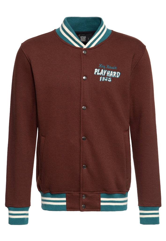 Queen Kerosin College Sweat Jacke «Play Hard» Neuheiten