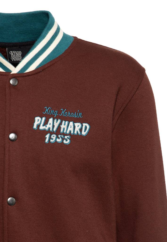 Queen Kerosin College Sweat Jacke «Play Hard» Neuheiten