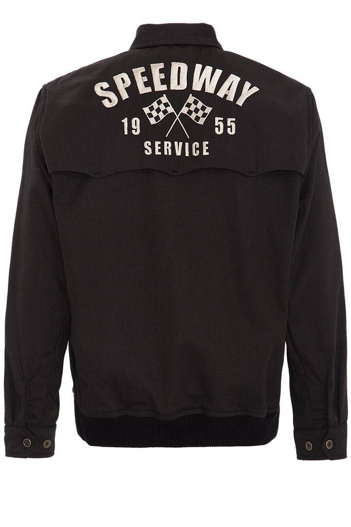Queen Kerosin Gabardine Jacke mit großem Rückenstick «Speedway» Riesige Ersparnisse