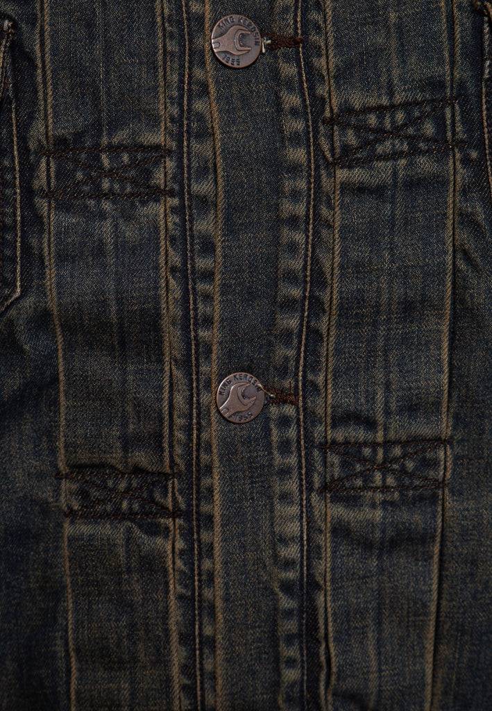 Queen Kerosin Denim Weste Stickerei «Motor State» Tiefpreis