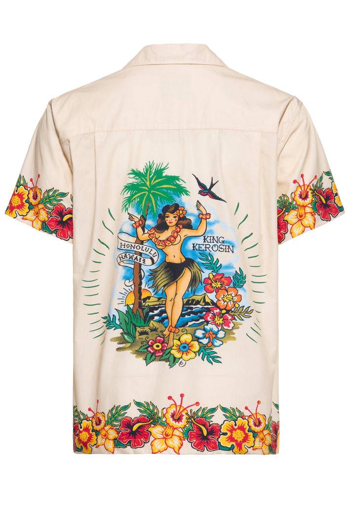 Queen Kerosin Hawaiihemd aus Bio-Baumwolle «Honolulu Hawaii» Neueste Stile