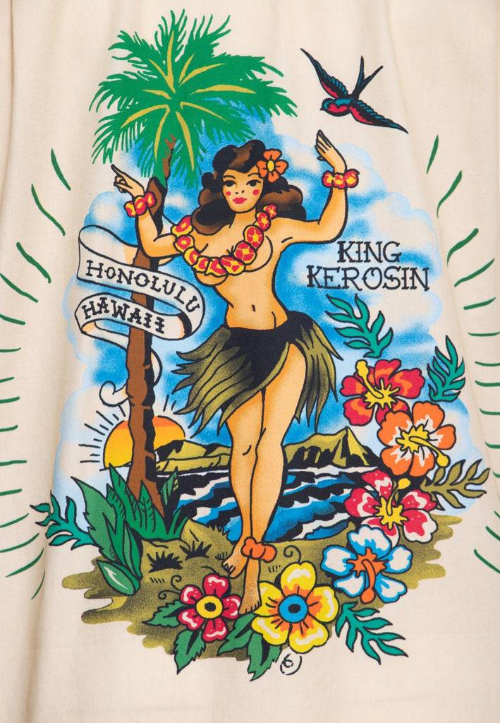 Queen Kerosin Hawaiihemd aus Bio-Baumwolle «Honolulu Hawaii» Neueste Stile