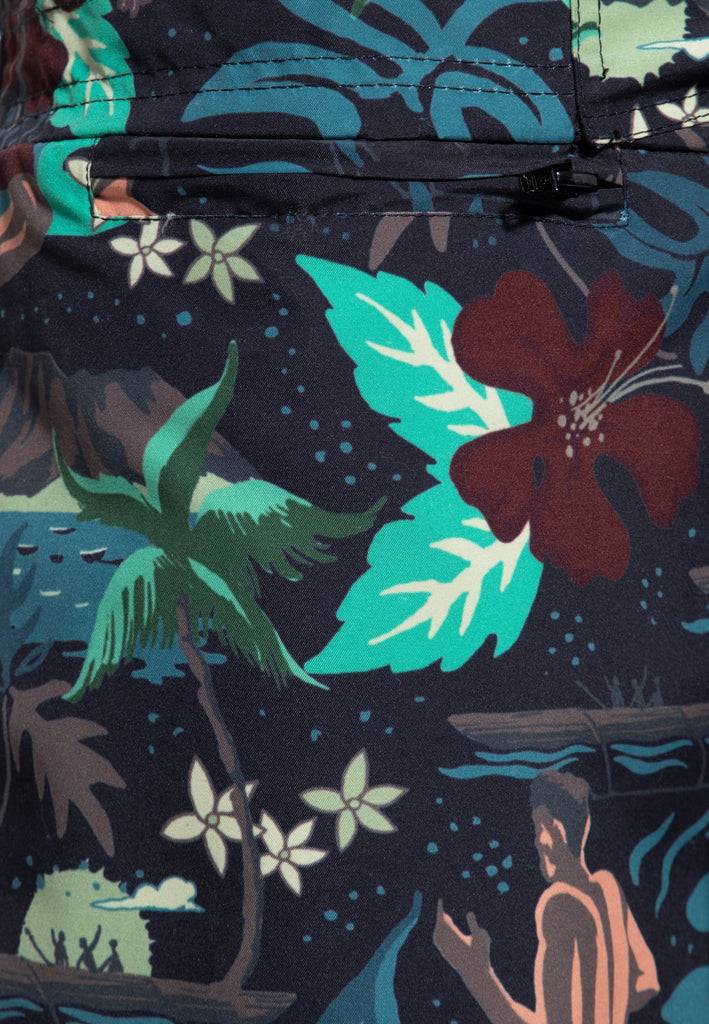 Queen Kerosin Badeshorts «Tropical Hulla Hou» Sonderangebot der Fabrik