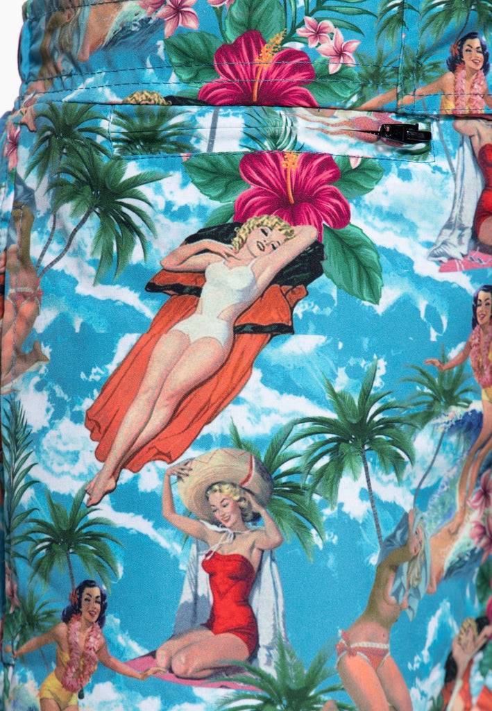 Queen Kerosin Badeshorts «Tropical Hawaiian» Bis zu 55% Rabatt