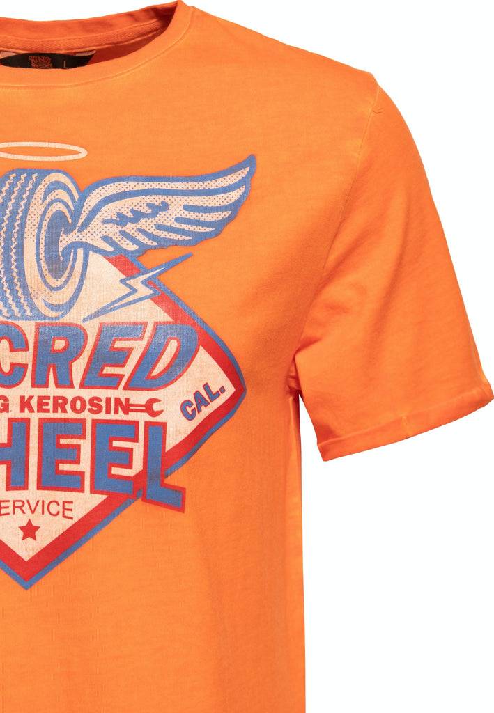 Queen Kerosin Oil Washed T-Shirt «Sacred Wheel» 50% Rabatt mit kostenlosem Versand