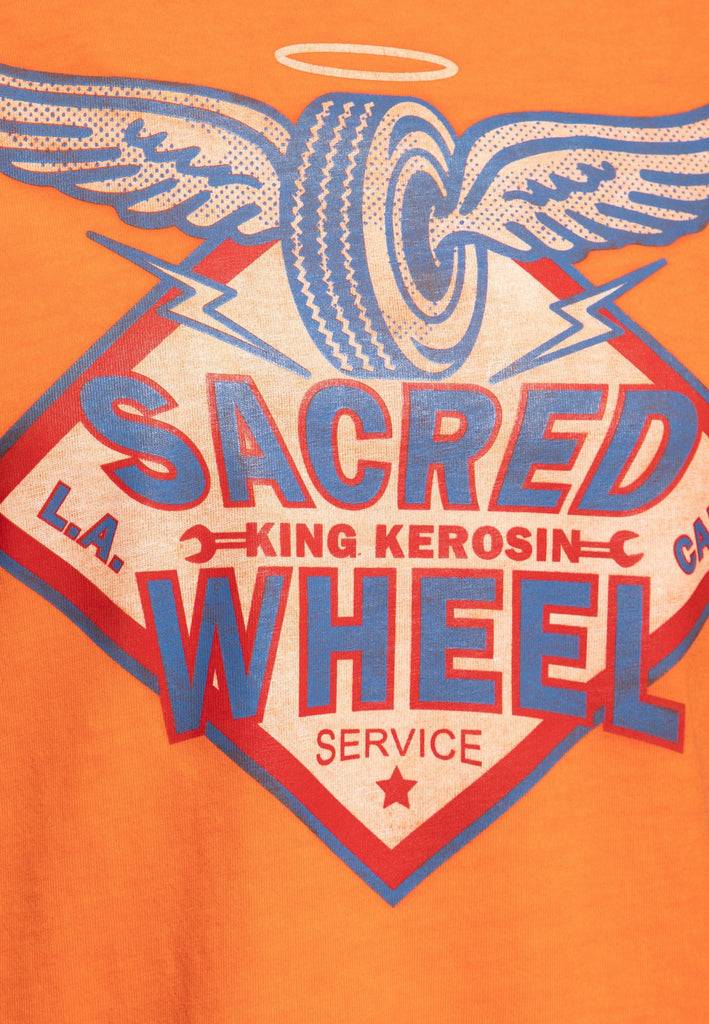 Queen Kerosin Oil Washed T-Shirt «Sacred Wheel» 50% Rabatt mit kostenlosem Versand