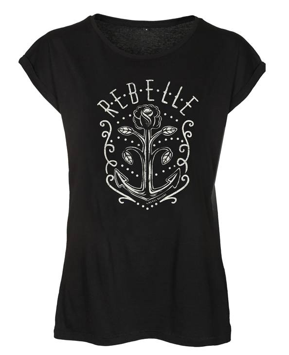 Rebel Rockers Fleur Girl Loosefit Tee blk Letzte 3 Tage