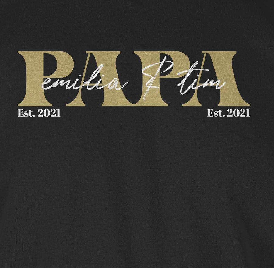 Shirtracer PAPA Geschenk mit Namen Kinder Datum Geburtsjahr Weihnachten Geburtstag: T-Shirt Shirtracer Jubiläumsangebot