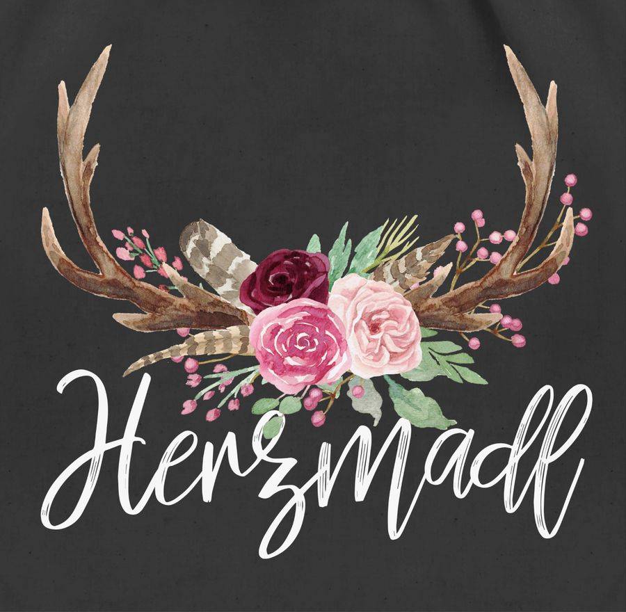 Shirtracer Herzmadl Geweih - weißer Schriftzug: Tshirt Gym Bag Shirtracer 50% Rabatt für begrenzte Zeit