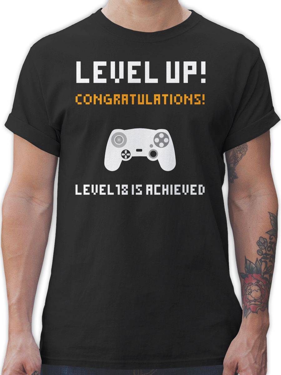 Shirtracer Achtzehn Gamer Level: Tshirt Turnbeutel Shirtracer