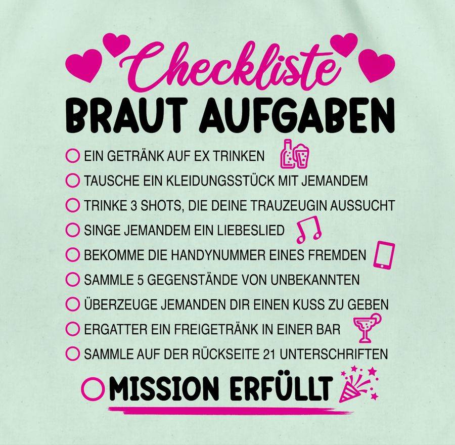 Shirtracer Braut Aufgaben I Mutprobe Checkliste Shirts & Mehr Shirtracer Verkauf