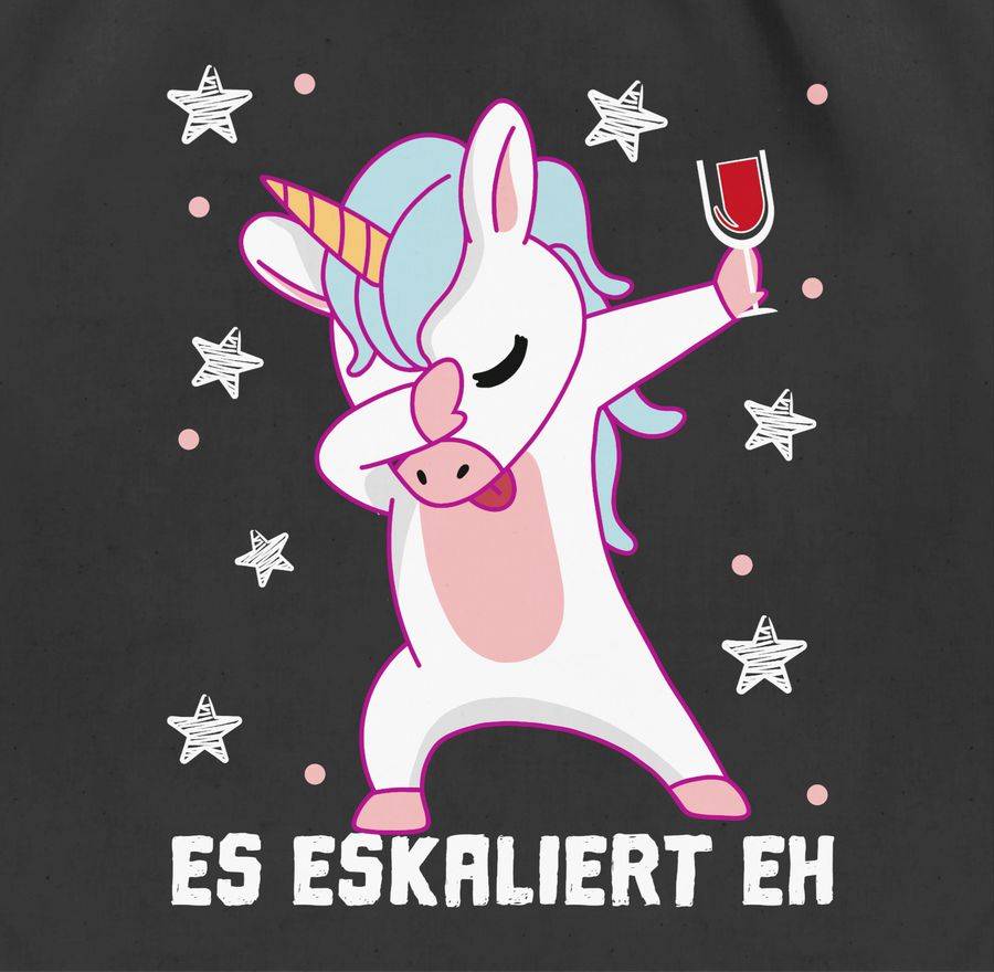 Shirtracer Es eskaliert eh Einhorn mit Weinglas weiß Shirts & Mehr Shirtracer Flash Sale