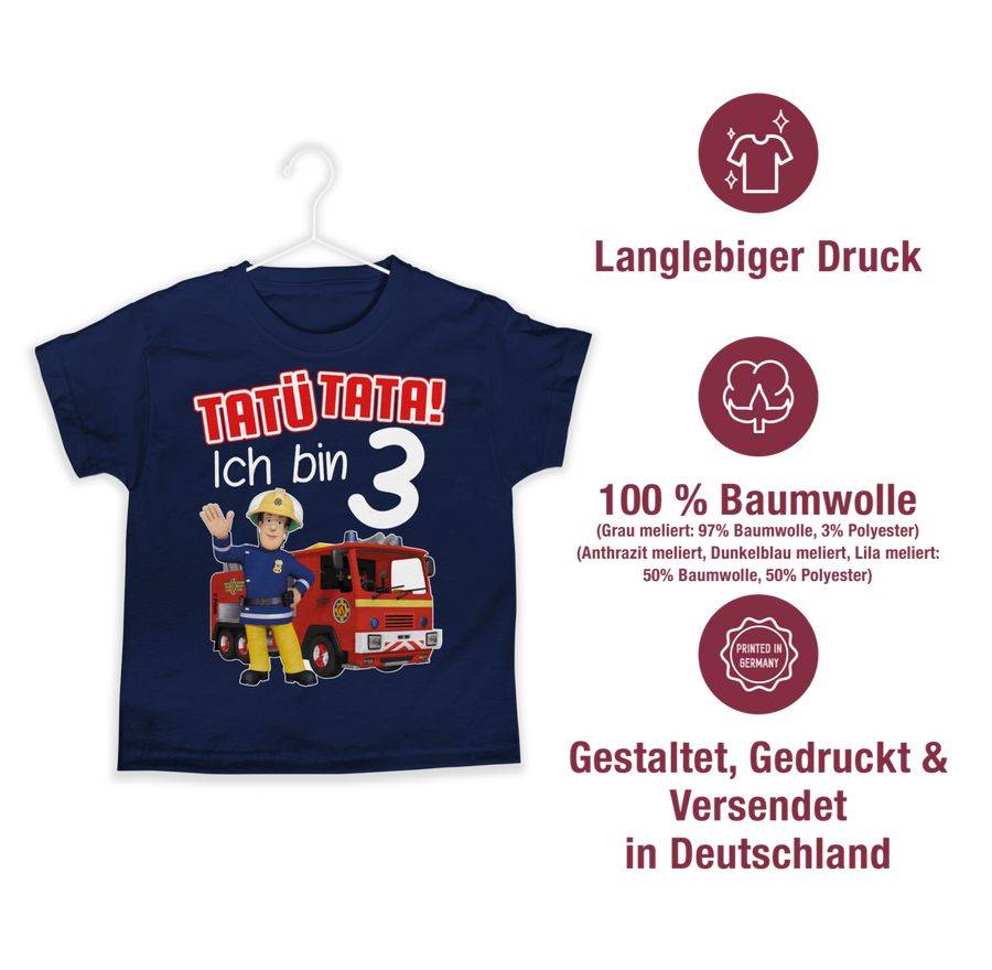 Shirtracer Tatü Tata! Ich bin 3 - rot: Tshirt Turnbeutel Shirtracer Meist gekauft