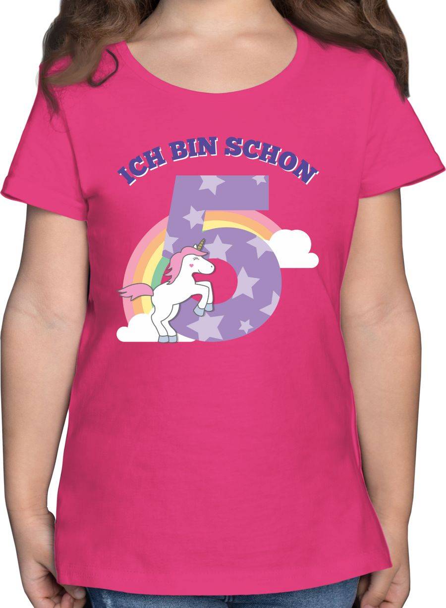 Shirtracer Ich bin schon fünf Einhorn: Tshirt Turnbeutel Shirtracer