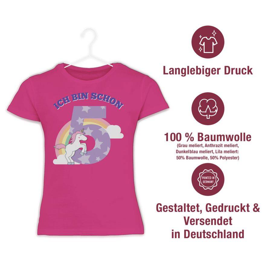 Shirtracer Ich bin schon fünf Einhorn: Tshirt Turnbeutel Shirtracer Black Friday
