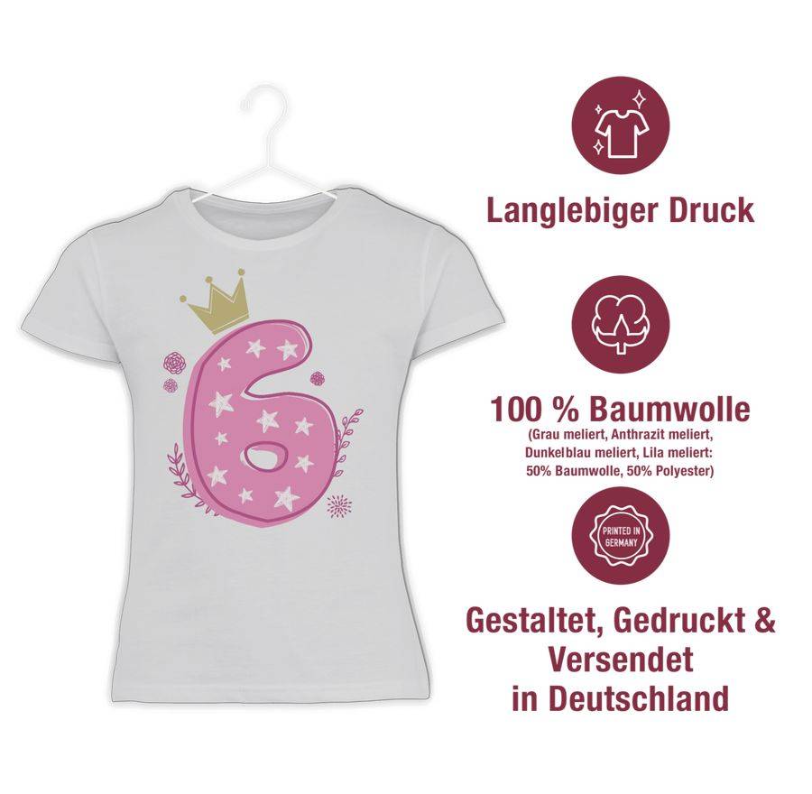 Shirtracer Sechster Mädchen Krone Sterne Shirts & Mehr Shirtracer Weihnachtsangebot