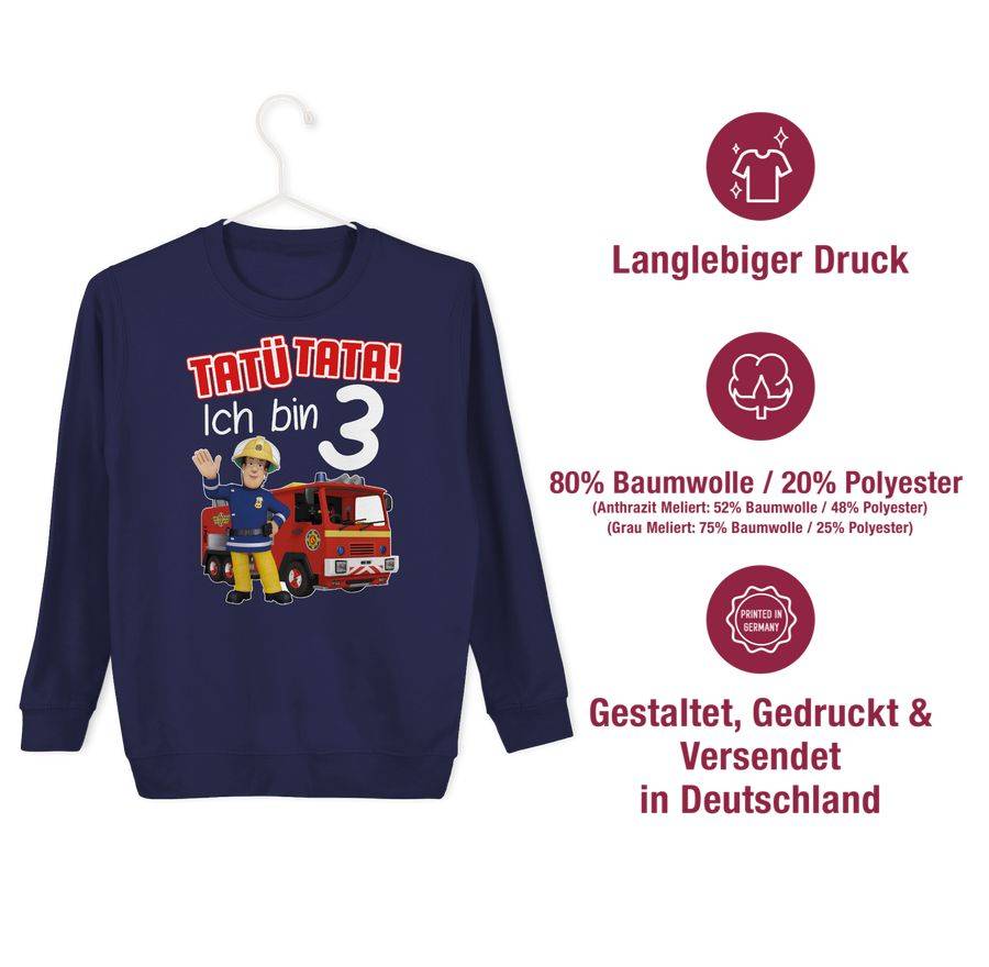 Shirtracer Tatü Tata! Ich bin 3 - rot: Tshirt Turnbeutel Shirtracer Räumungsverkauf