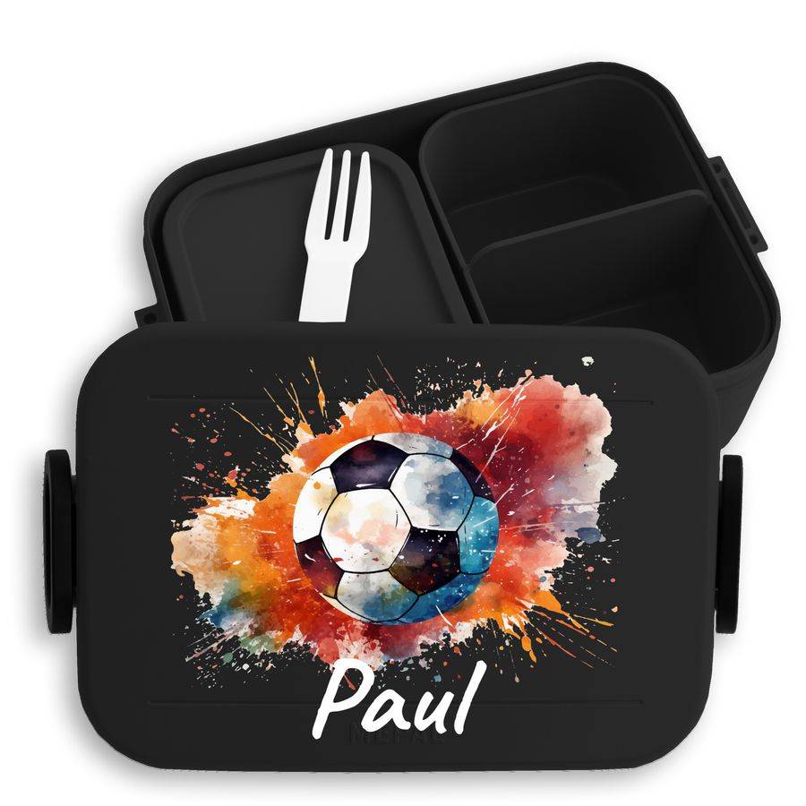 Shirtracer Fußball Brotdose mit Name: T-Shirt Turnbeutel Shirtracer