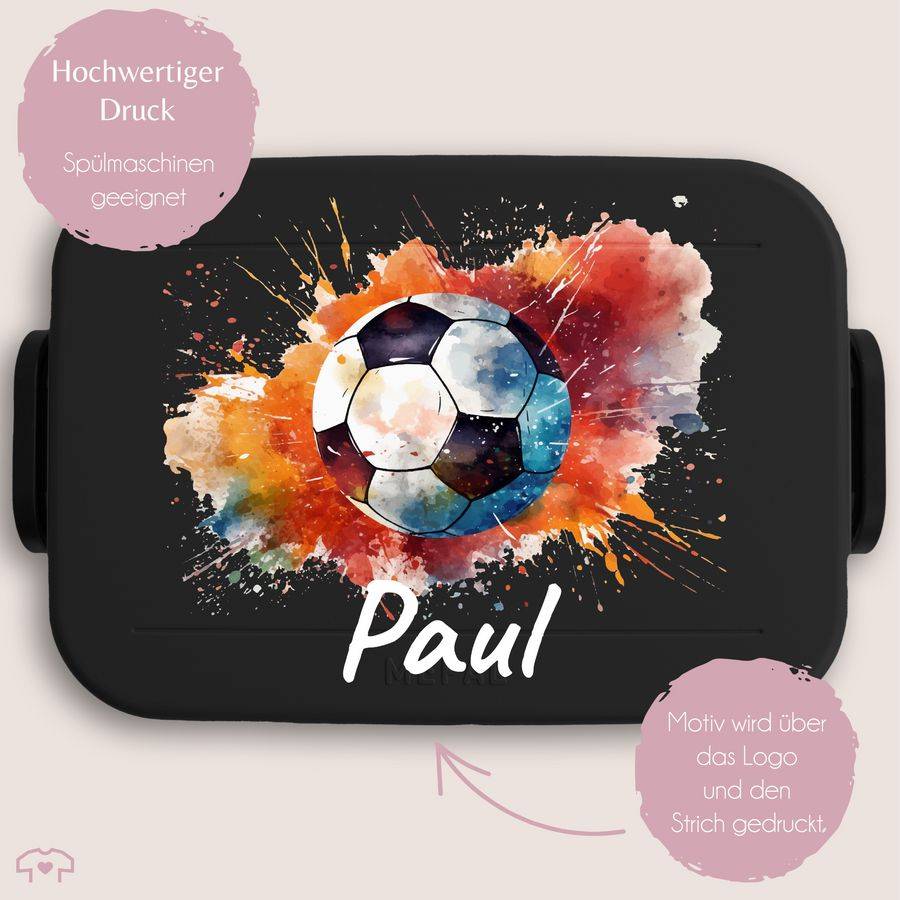 Shirtracer Fußball Brotdose mit Name: T-Shirt Turnbeutel Shirtracer Sonderangebote