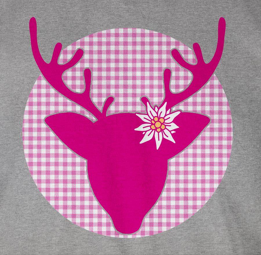 Shirtracer Oktoberfest Hirsch mit Edelweiß - Fuchsia: Tshirt Turnbeutel Shirtracer Super Sparpreis