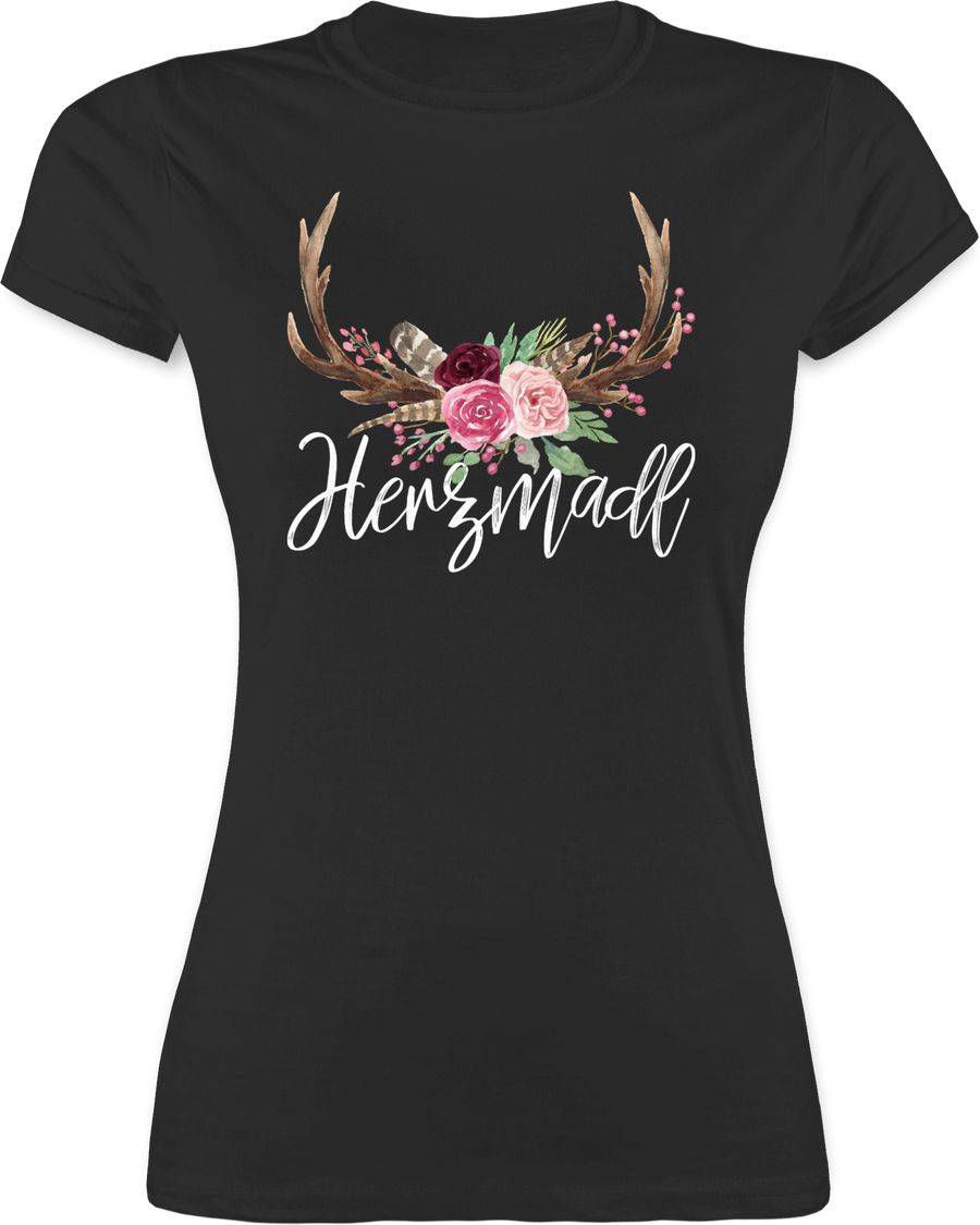 Shirtracer Herzmadl Geweih - weißer Schriftzug: Tshirt Gym Bag Shirtracer
