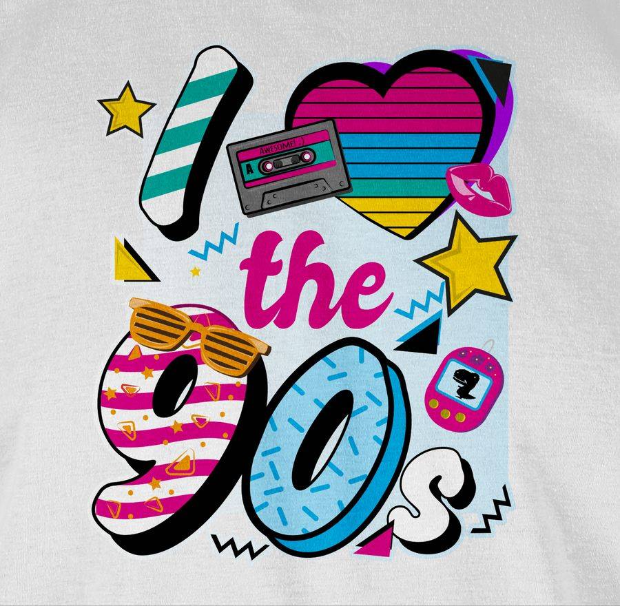 Shirtracer I love the 90s bunt: T-Shirt Turnbeutel Shirtracer Sonderangebot der Fabrik