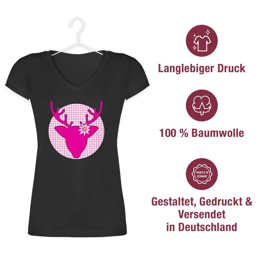Shirtracer Oktoberfest Hirsch mit Edelweiß - Fuchsia: Tshirt Turnbeutel Shirtracer Speichern exportieren