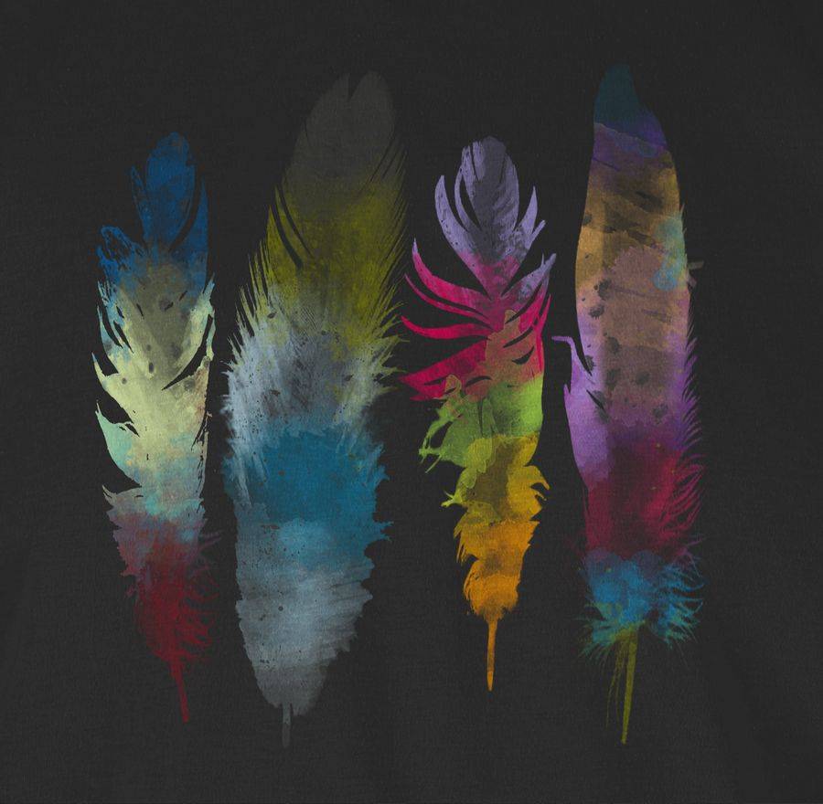 Shirtracer Federn Wasserfarbe Watercolor Feathers: T-Shirt Turnbeutel Shirtracer Limitierter Zeitrabatt