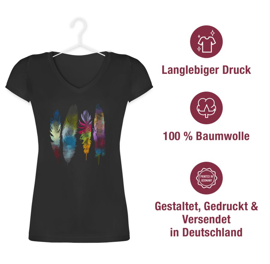 Shirtracer Federn Wasserfarbe Watercolor Feathers: T-Shirt Turnbeutel Shirtracer Limitierter Zeitrabatt