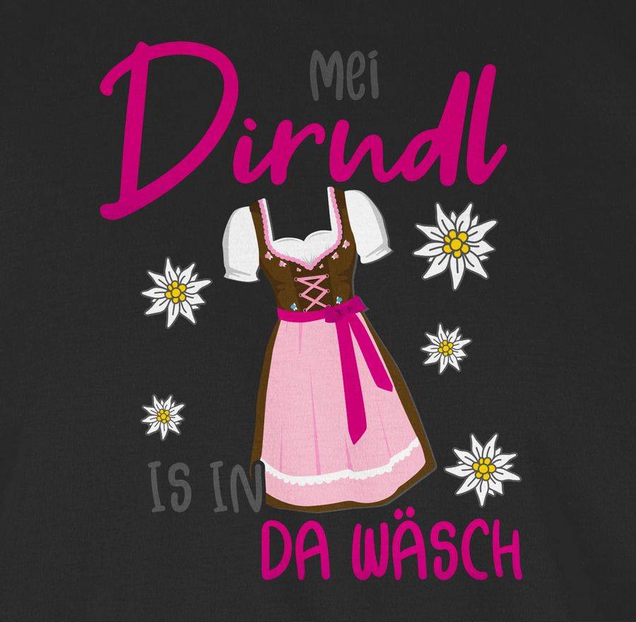 Shirtracer Mei Dirndl is in da Wäsch Edelweiss Grau: Tshirt Rucksack Shirtracer Fabrik Onlineshop