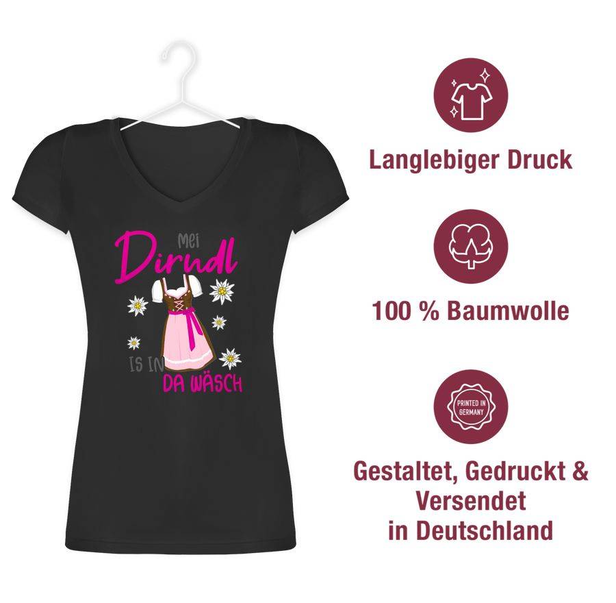 Shirtracer Mei Dirndl is in da Wäsch Edelweiss Grau: Tshirt Rucksack Shirtracer Fabrik Onlineshop