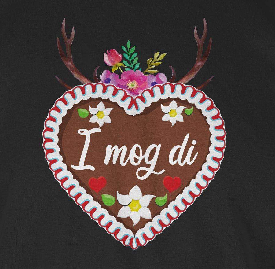 Shirtracer Lebkuchenherz I mog di mit Geweih und Blumen Shirts & Mehr Shirtracer Online Shopping