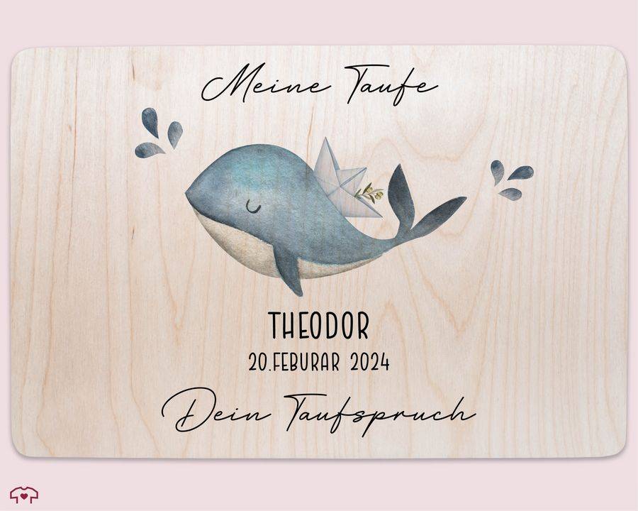 Shirtracer Meine Taufe Wunschtext mit Wal und Name Taufe Erinnerungsbox Taufgeschenk Erinnerungen an die Taufe Shirtracer Saisonale Angebote