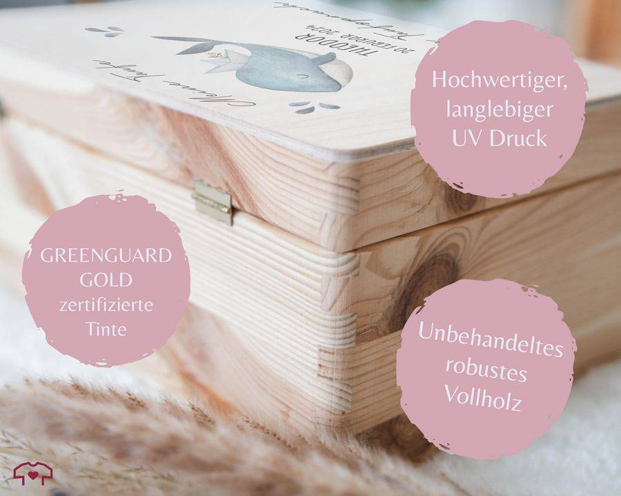 Shirtracer Meine Taufe Wunschtext mit Wal und Name Taufe Erinnerungsbox Taufgeschenk Erinnerungen an die Taufe Shirtracer Saisonale Angebote
